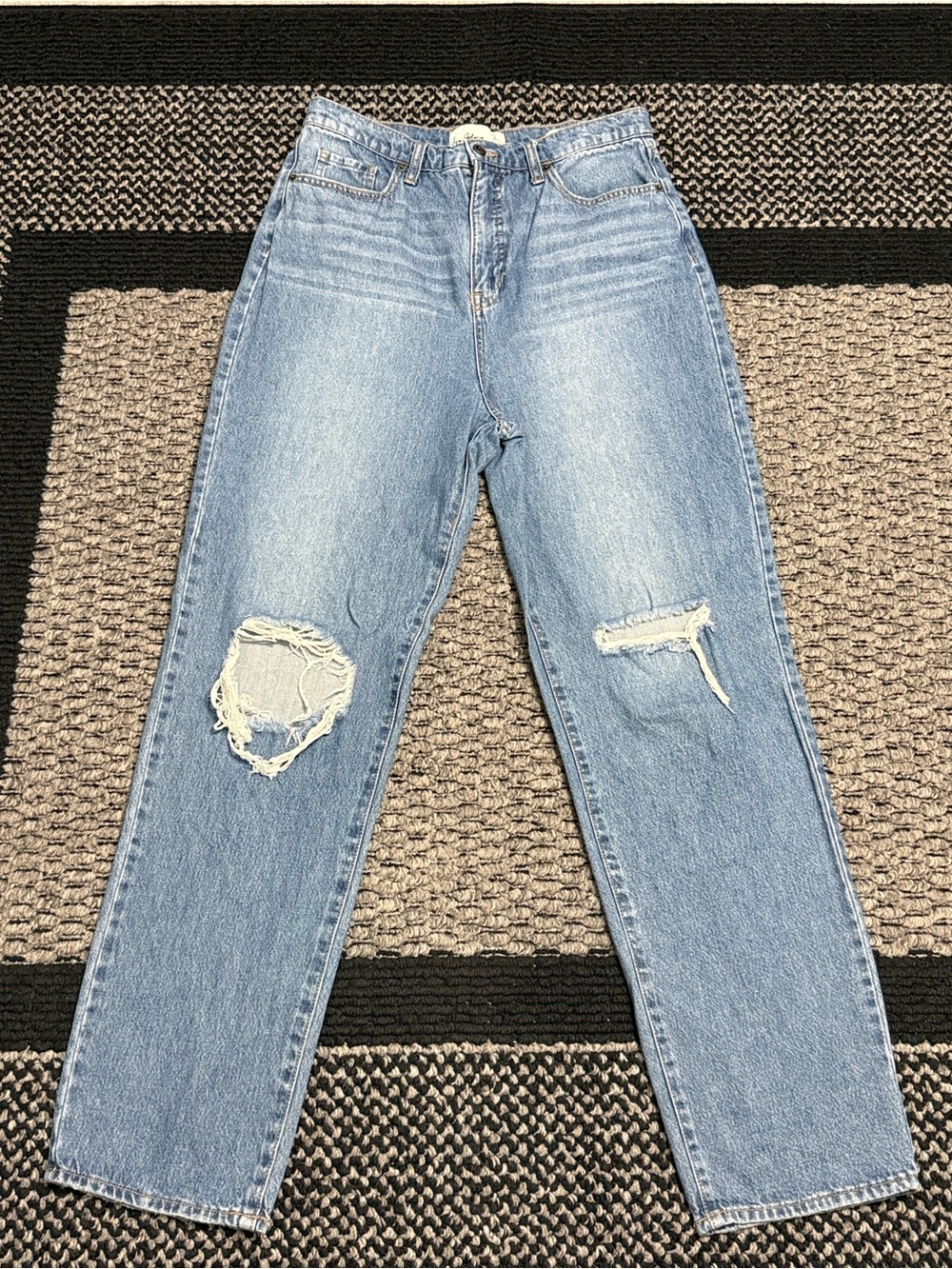 Sam Edelman Yaro High Rise Pinched Waist Jeans Distressed Straight Leg Classic